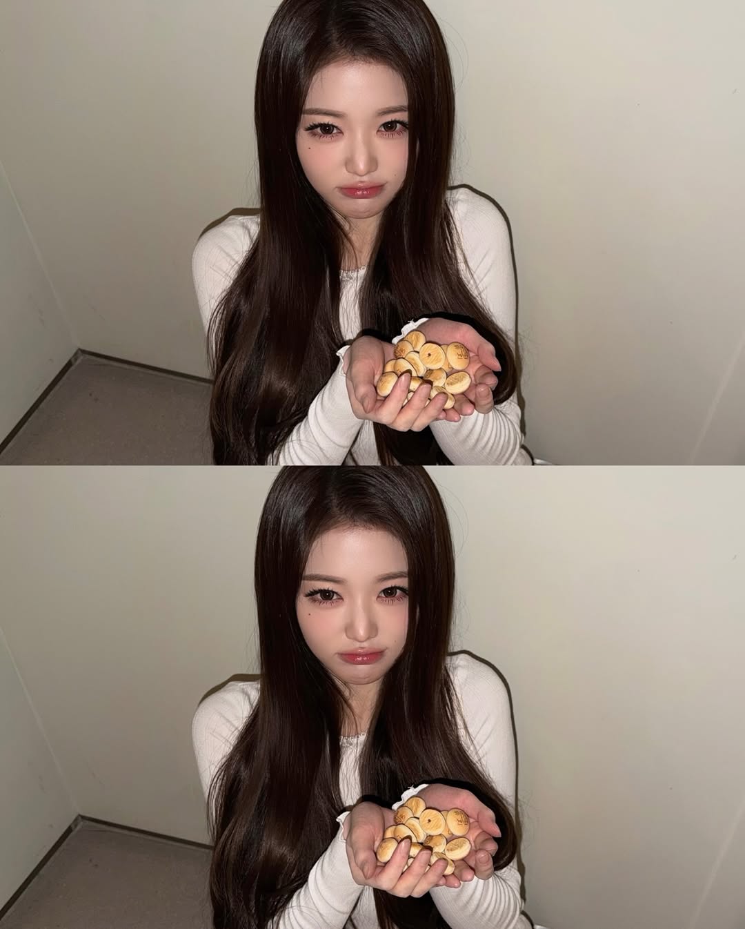 칸쵸 들고 사진찍은 장원영