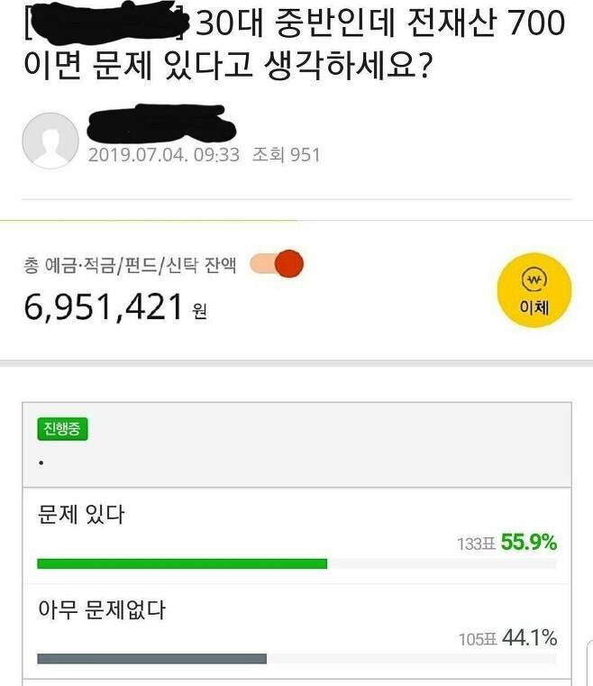 30대 중반인데 전재산 700이면 문제있다고 생각하세요?