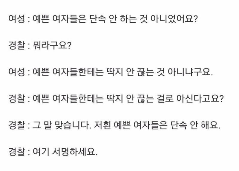 예쁜여자는 단속 안한다는 경찰