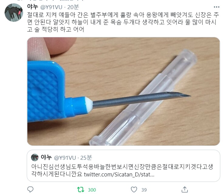 신장투석용 바늘 ㄷㄷ