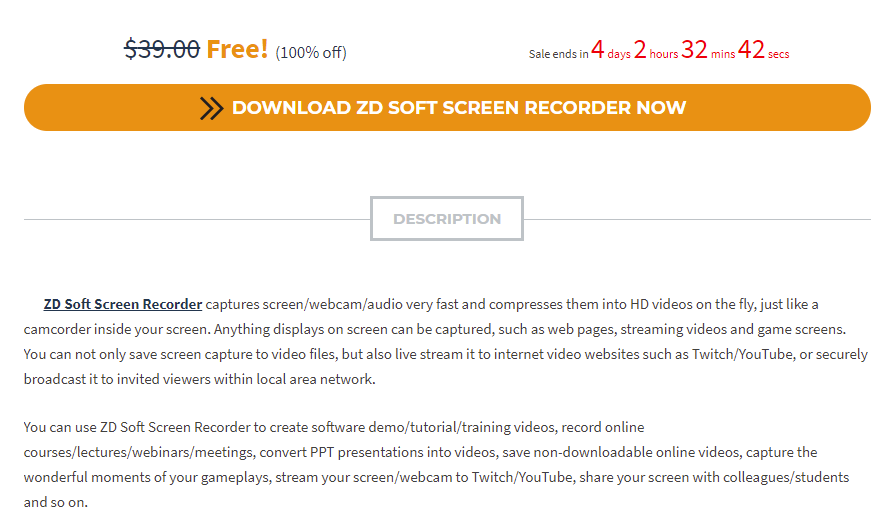 4K 120FPS 화면 녹화 프로그램 ZD Soft Screen Recorder 무료