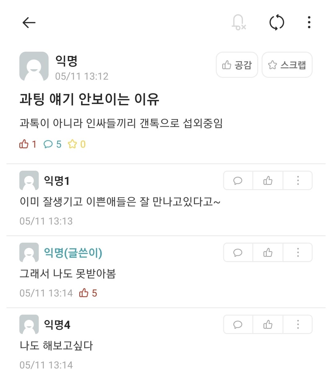 요즘 과팅을 안하는 이유