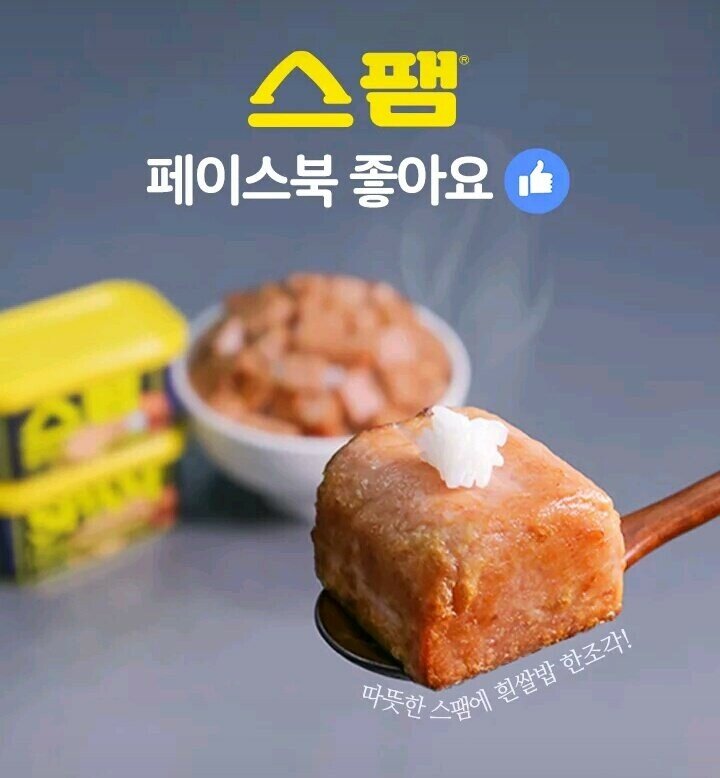 따뜻한 스팸에 흰쌀밥 한 조각!