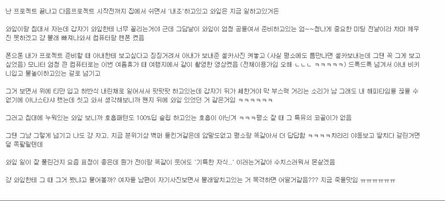 마누라 사진보고 딸딸이 치다가 걸린거 같은 남편