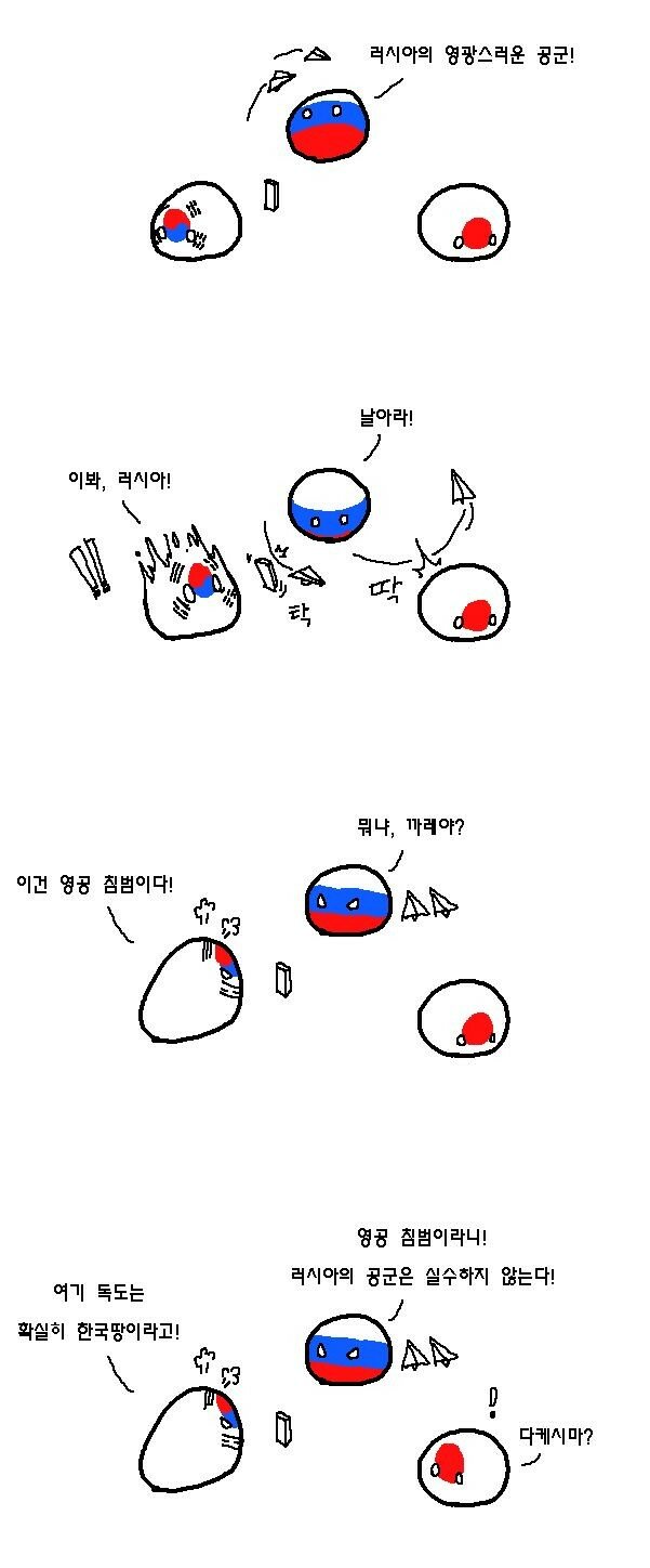 러시아가 영공침범하는 만화