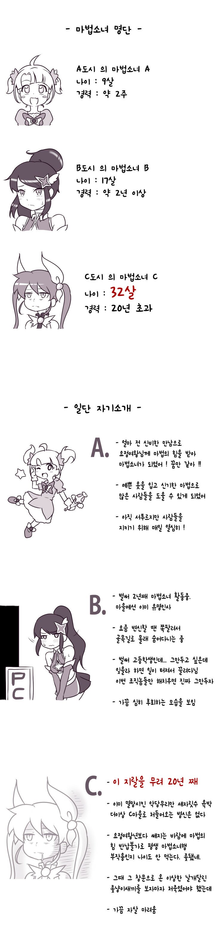 신입경력 마법소녀 소개하는 만화