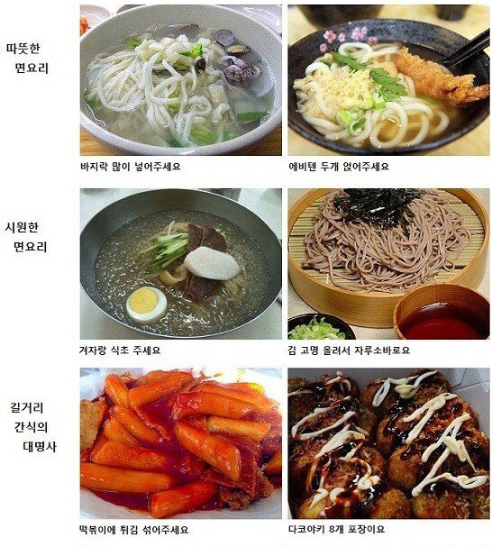 한국 음식 vs 일본 음식