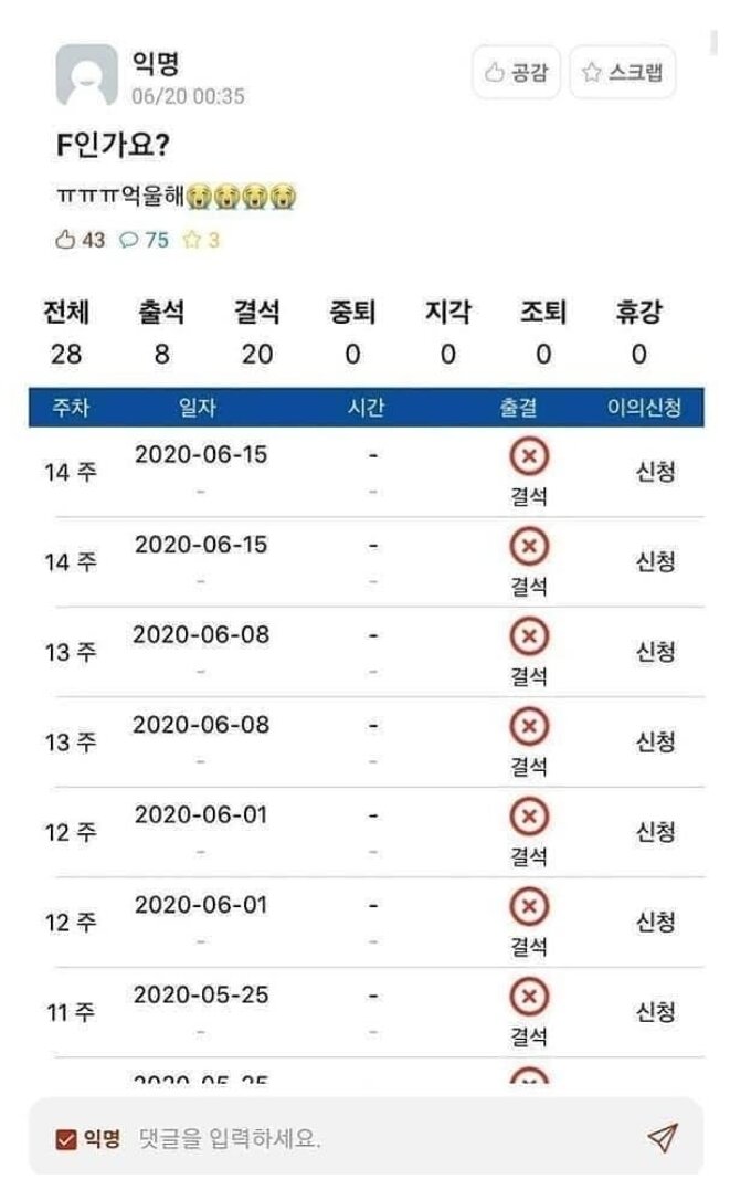 F받은게 억울한 어느 새내기