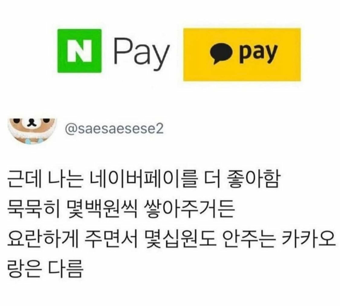 카카오pay 보다 네이버pay를 더 좋아함