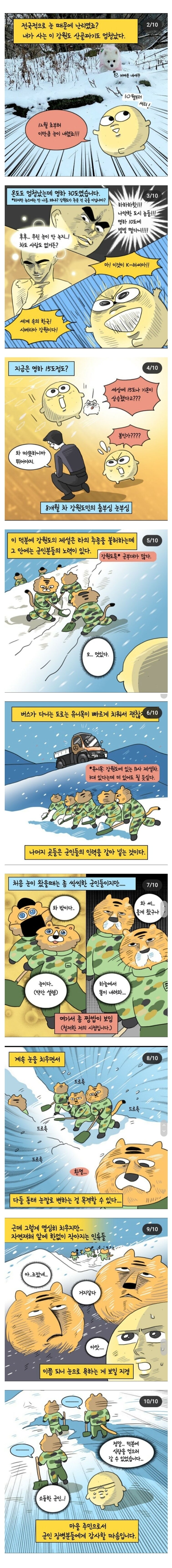 강원도민이 바라보는 군인 제설작업