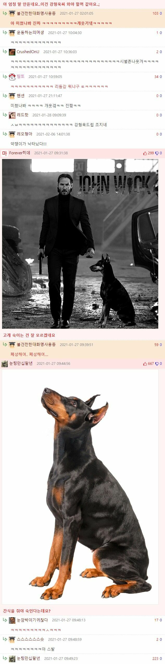 강아지가 아래를 보게 해주세요.