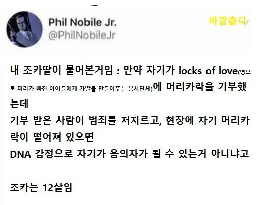 머리카락 기부에 대한 조카의 궁금증