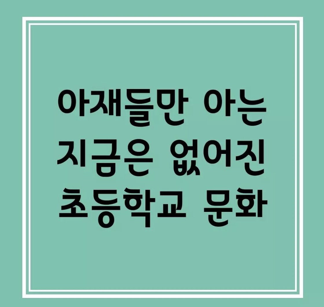 아재들만 아는 지금은 없어진 초딩문화