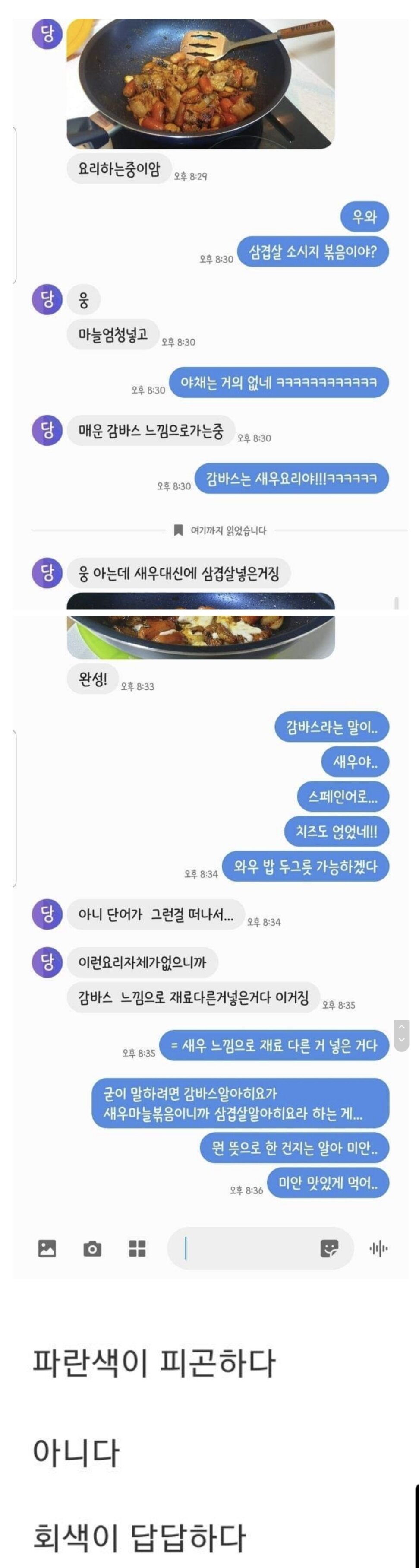 현재 논란의 대화 내용.