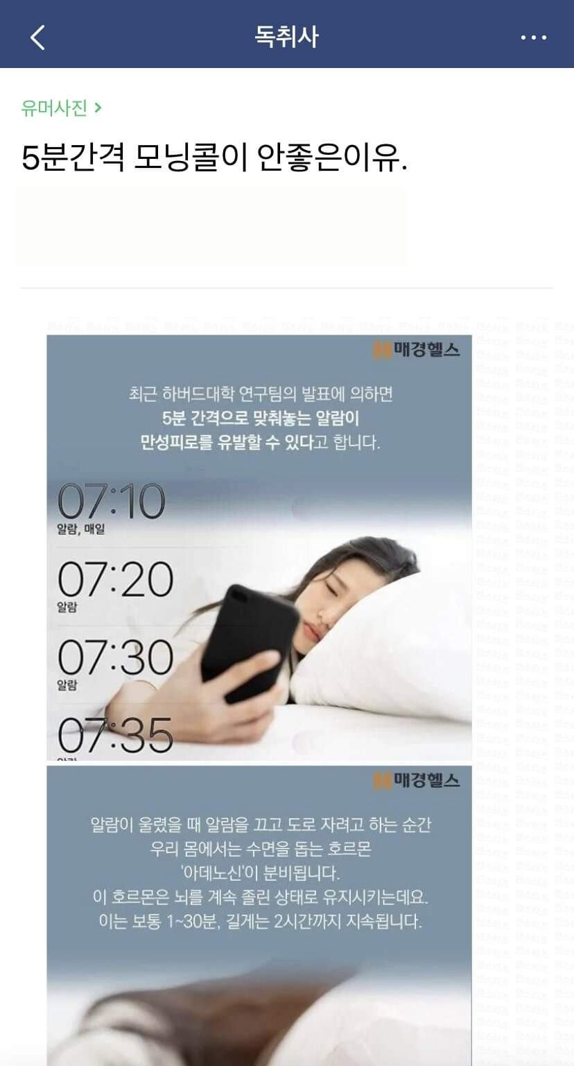 5분간격 모닝콜이 안 좋은.EU