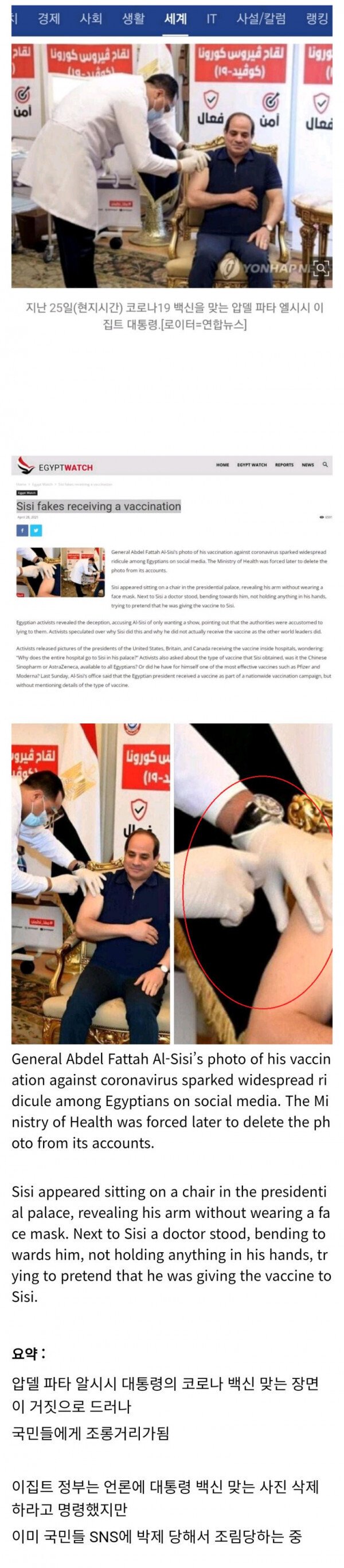 투명 백신 접종한 이집트 대통령