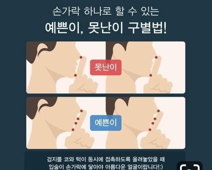 손가락 하나로 할 수 있는 예쁜이 못난이 구별법!